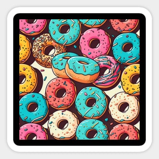 Donuts Pattern Line Drawing Colorful, Birthday Gift ideas for Donuts Lover Sticker